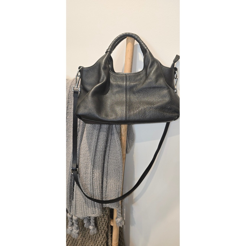 Iswee‎ Black Pebbled Leather Hobo Bag Crossbody Satchel Handbag Silver Hardware